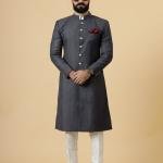 Classic Charcoal Grey Achkan for Men | Elegant Ethnic Wear | Jaipurio